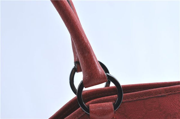 Authentic GUCCI Shoulder Tote Bag GG Canvas Leather 113016 Red J0480