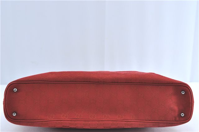 Authentic GUCCI Shoulder Tote Bag GG Canvas Leather 113016 Red J0480