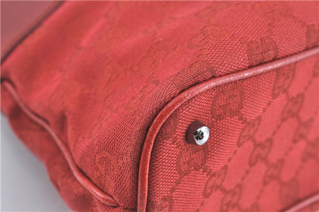 Authentic GUCCI Shoulder Tote Bag GG Canvas Leather 113016 Red J0480