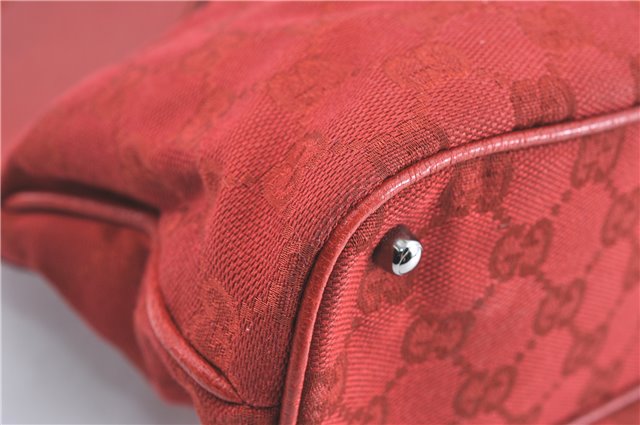 Authentic GUCCI Shoulder Tote Bag GG Canvas Leather 113016 Red J0480
