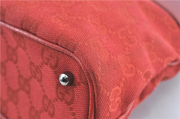 Authentic GUCCI Shoulder Tote Bag GG Canvas Leather 113016 Red J0480