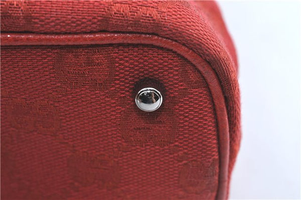 Authentic GUCCI Shoulder Tote Bag GG Canvas Leather 113016 Red J0480