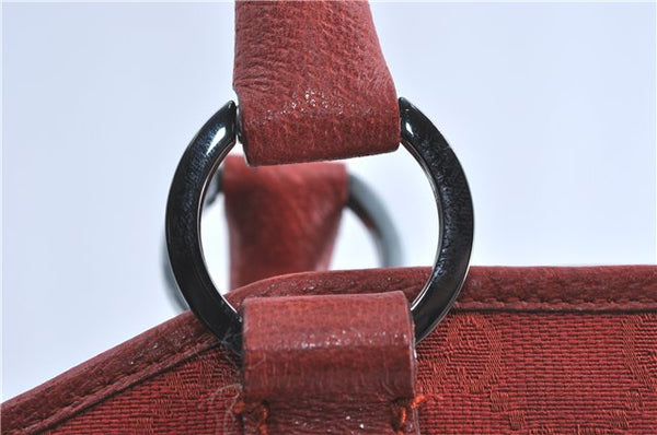 Authentic GUCCI Shoulder Tote Bag GG Canvas Leather 113016 Red J0480