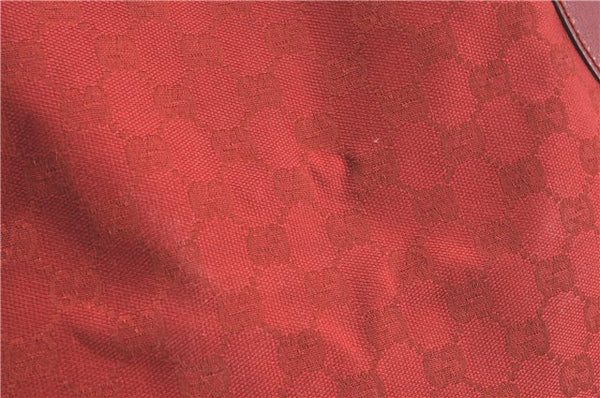 Authentic GUCCI Shoulder Tote Bag GG Canvas Leather 113016 Red J0480