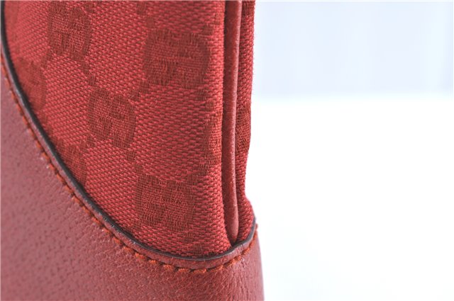Authentic GUCCI Shoulder Tote Bag GG Canvas Leather 113016 Red J0480