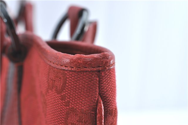 Authentic GUCCI Shoulder Tote Bag GG Canvas Leather 113016 Red J0480