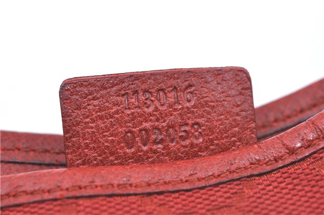 Authentic GUCCI Shoulder Tote Bag GG Canvas Leather 113016 Red J0480