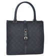 Authentic GUCCI Jackie Hand Tote Bag Purse GG Canvas Leather 0021065 Black J0481
