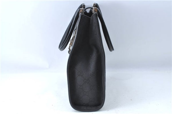 Authentic GUCCI Jackie Hand Tote Bag Purse GG Canvas Leather 0021065 Black J0481