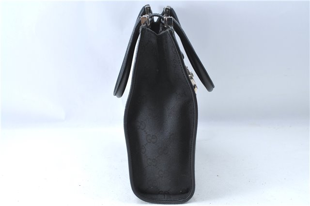 Authentic GUCCI Jackie Hand Tote Bag Purse GG Canvas Leather 0021065 Black J0481