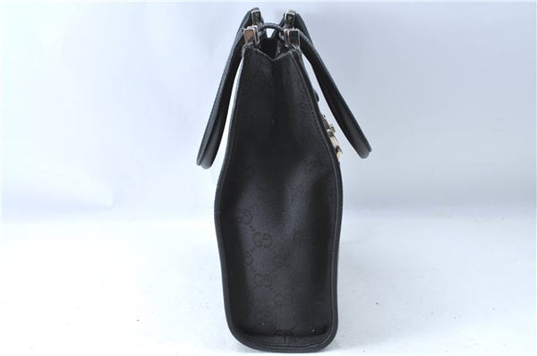 Authentic GUCCI Jackie Hand Tote Bag Purse GG Canvas Leather 0021065 Black J0481