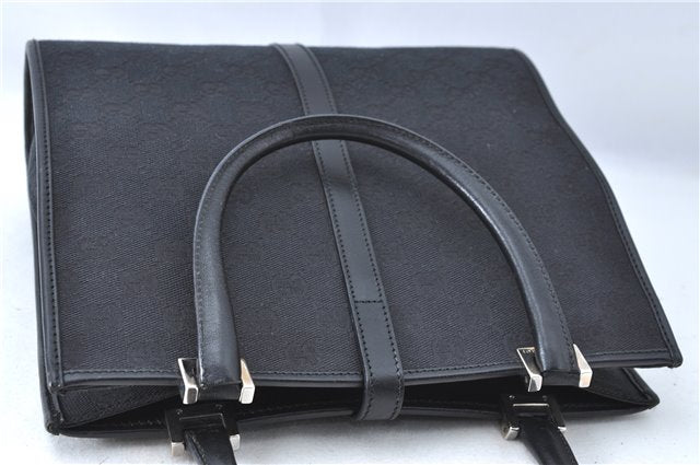 Authentic GUCCI Jackie Hand Tote Bag Purse GG Canvas Leather 0021065 Black J0481