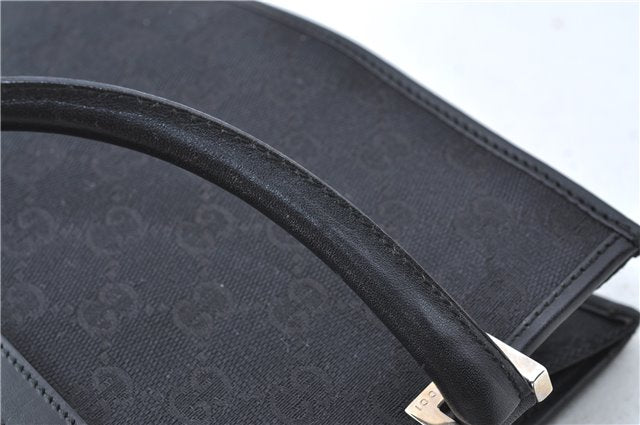 Authentic GUCCI Jackie Hand Tote Bag Purse GG Canvas Leather 0021065 Black J0481