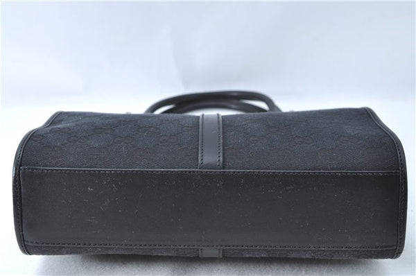 Authentic GUCCI Jackie Hand Tote Bag Purse GG Canvas Leather 0021065 Black J0481