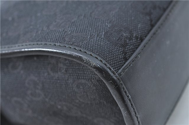 Authentic GUCCI Jackie Hand Tote Bag Purse GG Canvas Leather 0021065 Black J0481