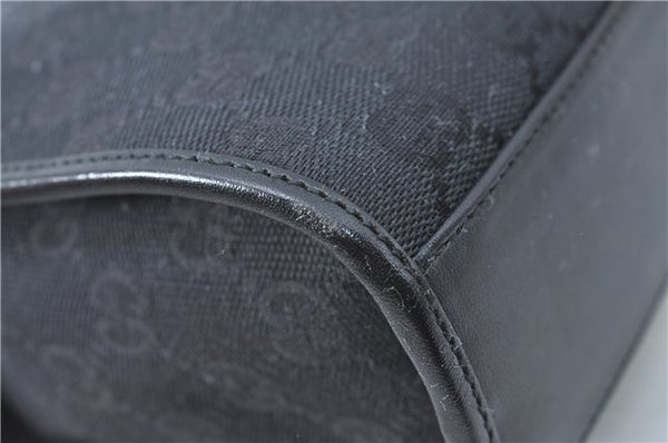 Authentic GUCCI Jackie Hand Tote Bag Purse GG Canvas Leather 0021065 Black J0481