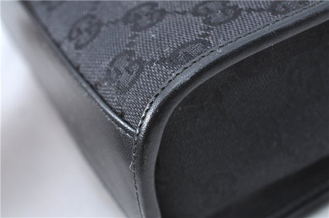 Authentic GUCCI Jackie Hand Tote Bag Purse GG Canvas Leather 0021065 Black J0481