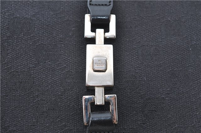 Authentic GUCCI Jackie Hand Tote Bag Purse GG Canvas Leather 0021065 Black J0481