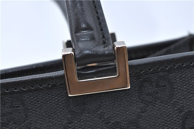 Authentic GUCCI Jackie Hand Tote Bag Purse GG Canvas Leather 0021065 Black J0481