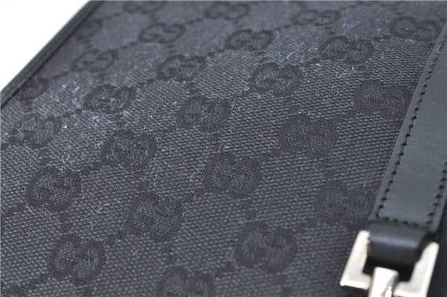 Authentic GUCCI Jackie Hand Tote Bag Purse GG Canvas Leather 0021065 Black J0481