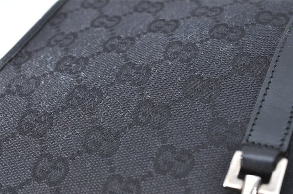 Authentic GUCCI Jackie Hand Tote Bag Purse GG Canvas Leather 0021065 Black J0481