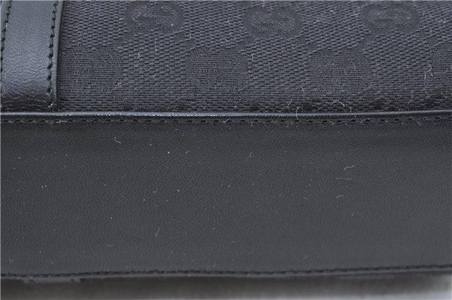 Authentic GUCCI Jackie Hand Tote Bag Purse GG Canvas Leather 0021065 Black J0481