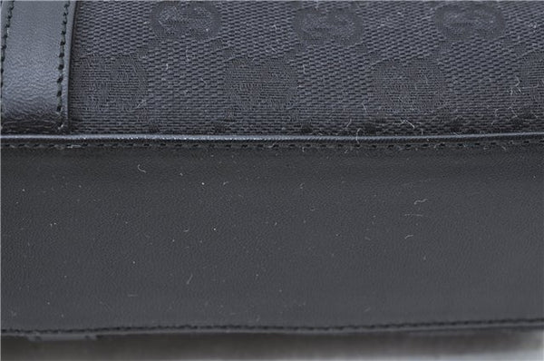 Authentic GUCCI Jackie Hand Tote Bag Purse GG Canvas Leather 0021065 Black J0481