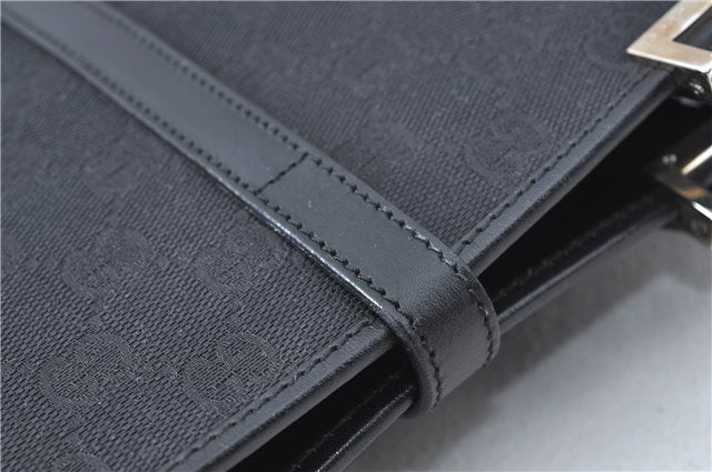 Authentic GUCCI Jackie Hand Tote Bag Purse GG Canvas Leather 0021065 Black J0481