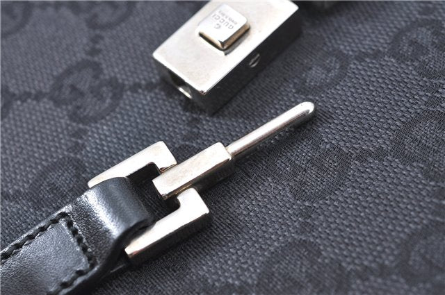 Authentic GUCCI Jackie Hand Tote Bag Purse GG Canvas Leather 0021065 Black J0481