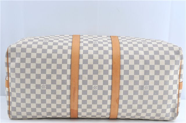 Auth Louis Vuitton Damier Azur Keepall Bandouliere 55 Boston Bag N41429 LV J0485