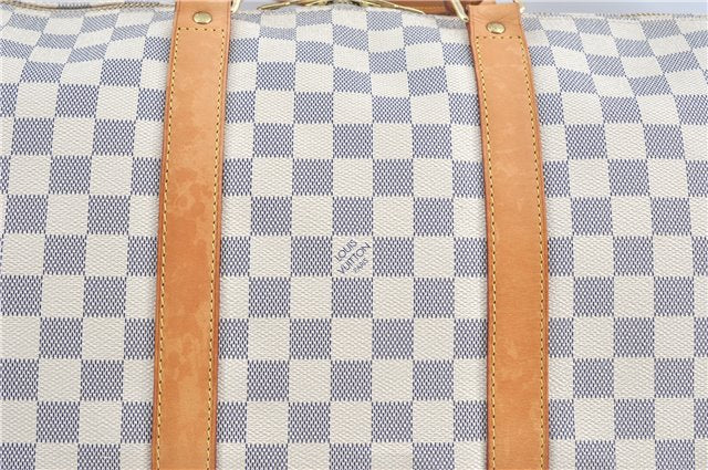 Auth Louis Vuitton Damier Azur Keepall Bandouliere 55 Boston Bag N41429 LV J0485