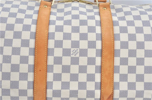 Auth Louis Vuitton Damier Azur Keepall Bandouliere 55 Boston Bag N41429 LV J0485