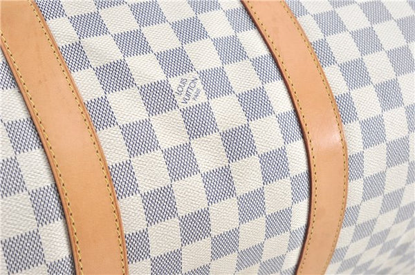 Auth Louis Vuitton Damier Azur Keepall Bandouliere 55 Boston Bag N41429 LV J0485