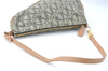 Auth Christian Dior Trotter Saddle Hand Bag Pouch Canvas Leather Green J0486