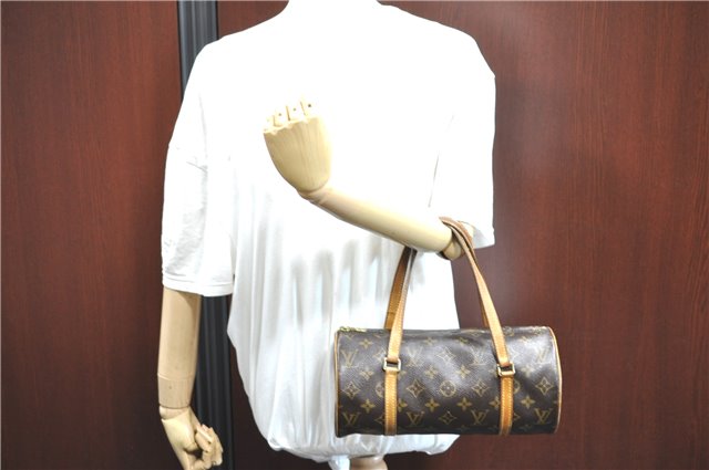 Authentic Louis Vuitton Monogram Papillon 28 Hand Bag LV J0488