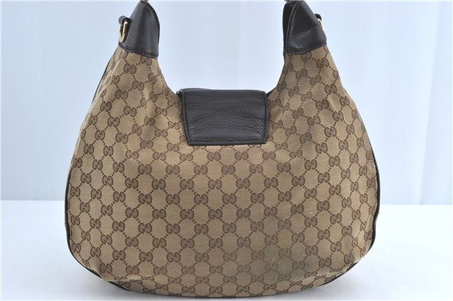GUCCI Web Sherry Line Shoulder Hand Bag GG Canvas Leather 296851 Brown J0490