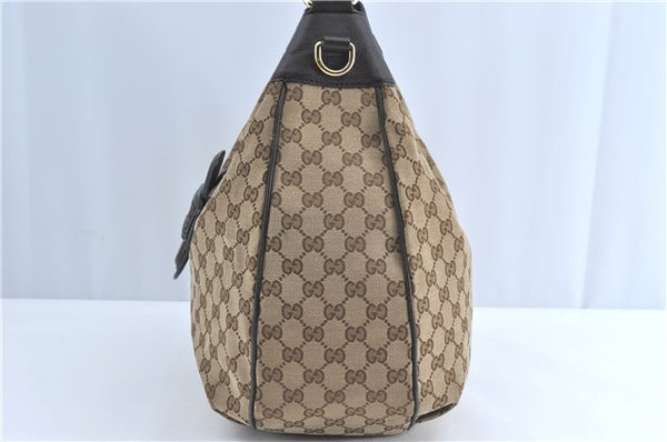 GUCCI Web Sherry Line Shoulder Hand Bag GG Canvas Leather 296851 Brown J0490