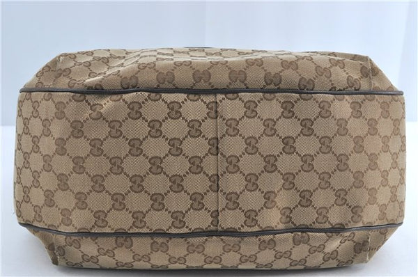 GUCCI Web Sherry Line Shoulder Hand Bag GG Canvas Leather 296851 Brown J0490