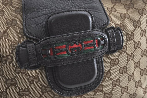 GUCCI Web Sherry Line Shoulder Hand Bag GG Canvas Leather 296851 Brown J0490