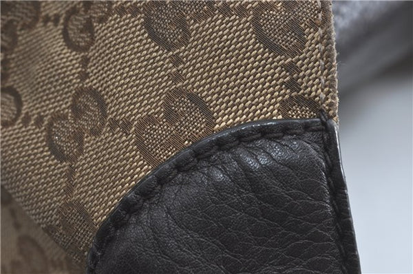 GUCCI Web Sherry Line Shoulder Hand Bag GG Canvas Leather 296851 Brown J0490