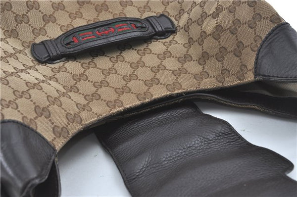 GUCCI Web Sherry Line Shoulder Hand Bag GG Canvas Leather 296851 Brown J0490