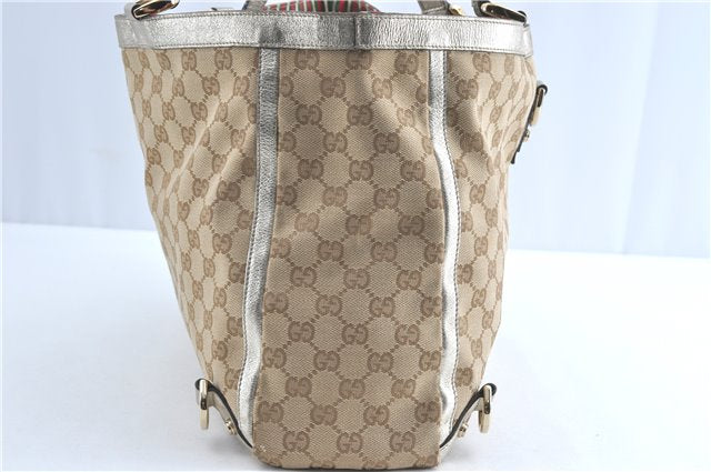 Authentic GUCCI Abbey Shoulder Tote Bag GG Canvas Leather 141472 Beige J0491