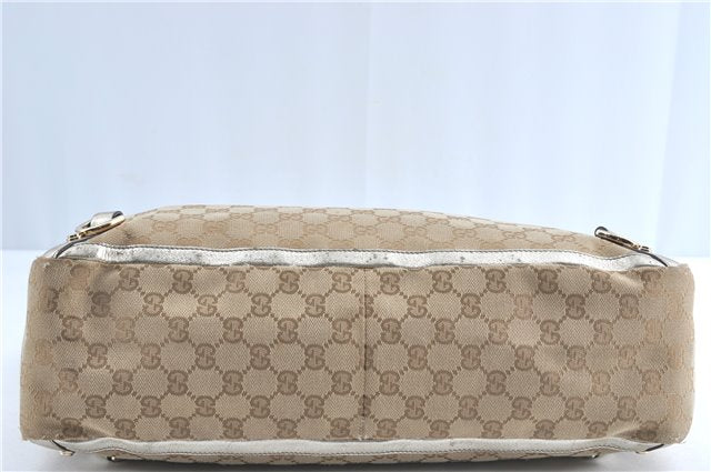 Authentic GUCCI Abbey Shoulder Tote Bag GG Canvas Leather 141472 Beige J0491