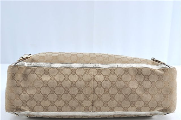 Authentic GUCCI Abbey Shoulder Tote Bag GG Canvas Leather 141472 Beige J0491