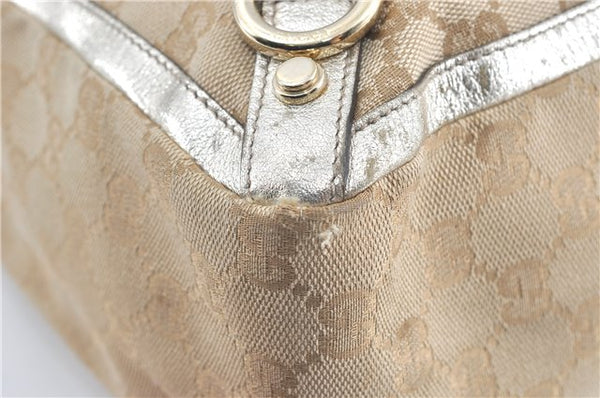 Authentic GUCCI Abbey Shoulder Tote Bag GG Canvas Leather 141472 Beige J0491