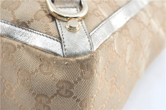 Authentic GUCCI Abbey Shoulder Tote Bag GG Canvas Leather 141472 Beige J0491