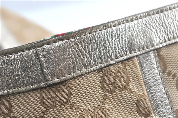 Authentic GUCCI Abbey Shoulder Tote Bag GG Canvas Leather 141472 Beige J0491