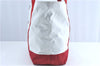 Authentic PRADA Tote Travel Bag Canvas Leather White Red J0493