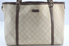 Authentic GUCCI Shoulder Tote Bag GG PVC Leather 197953 Ivory Beige J0495