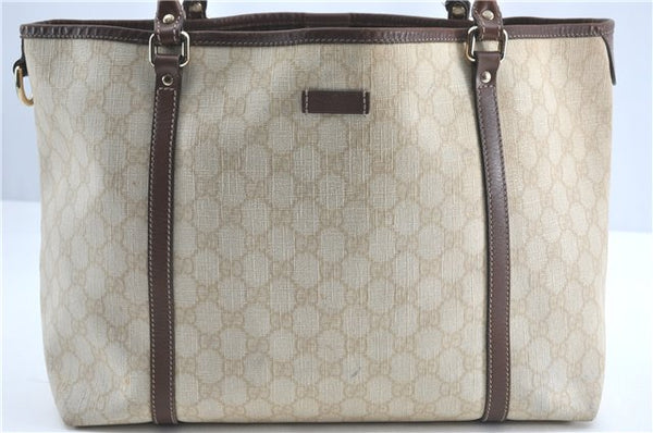Authentic GUCCI Shoulder Tote Bag GG PVC Leather 197953 Ivory Beige J0495